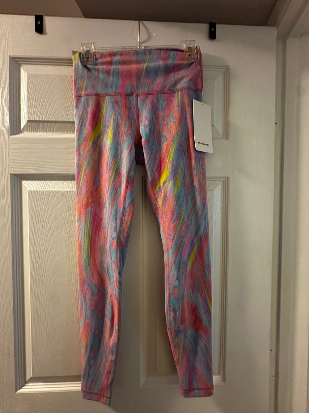 lululemon athletica Kids' Pink Marble-Print Leggings with Multicolor Streaks